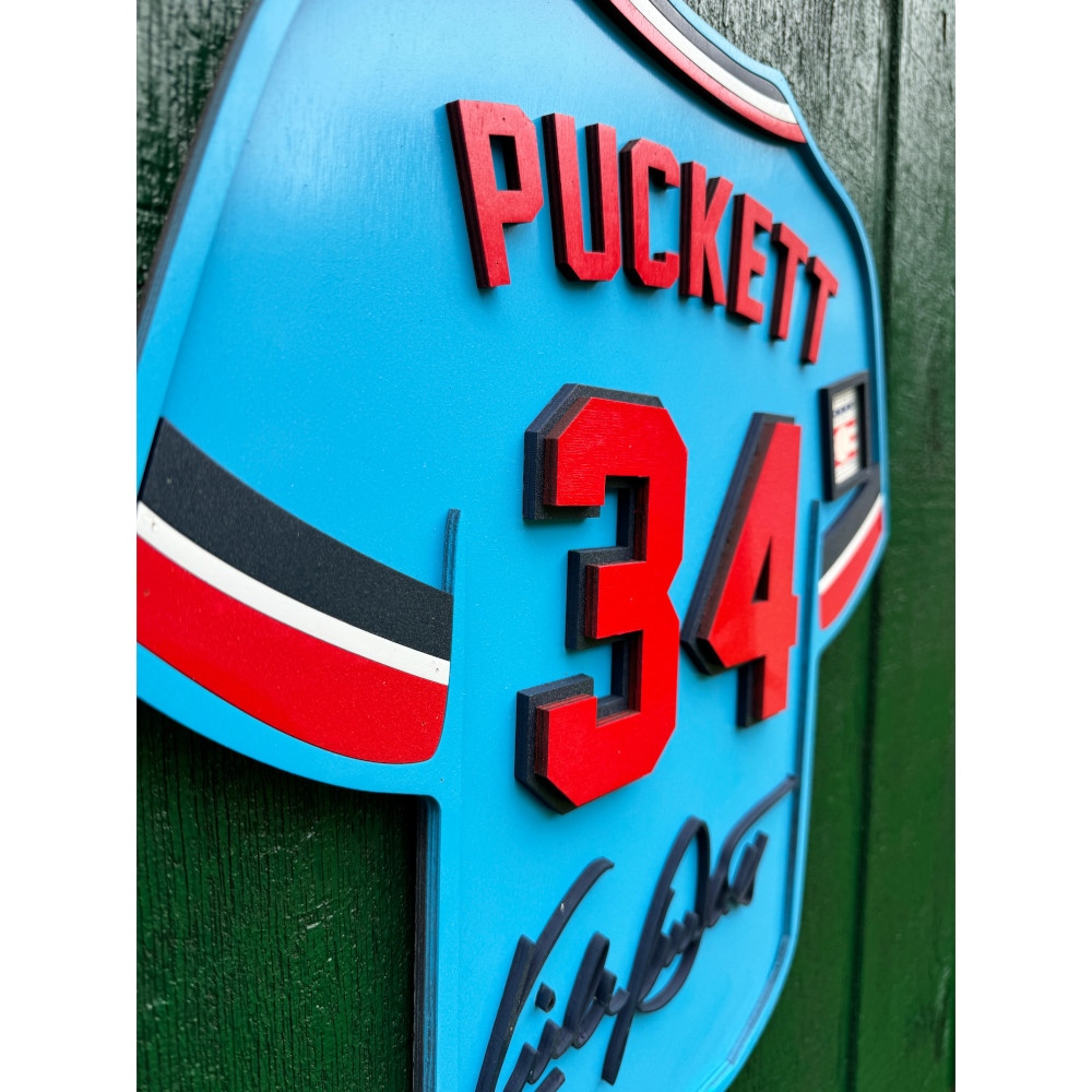Kirby Puckett 3D Signature Wood Jersey 19 x 18 Wall Sign (blue) Kirby Puckett 3D Signature Wood Jersey 19 x 18 Wall Sign (blue)