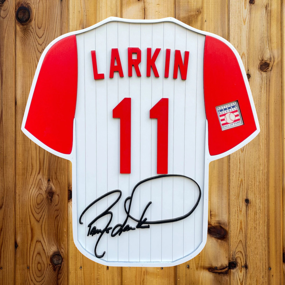 Barry Larkin 3D Signature Wood Jersey 19 x 18 Wall Sign (white)