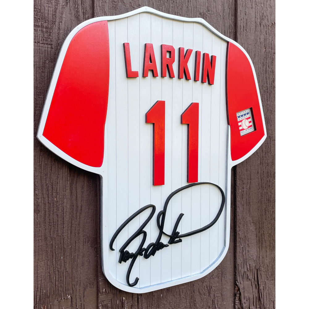 Barry Larkin 3D Signature Wood Jersey 19 x 18 Wall Sign (white)