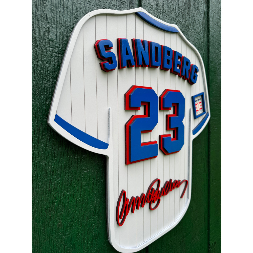 Ryne Sandberg 3D Signature Wood Jersey 19 x 18 Wall Sign (white)