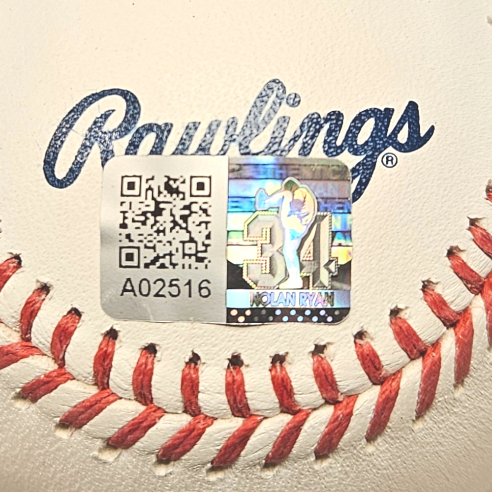Nolan Ryan Autographed Hall of Fame Logo Baseball with HOF Case (Ryan Foundation)