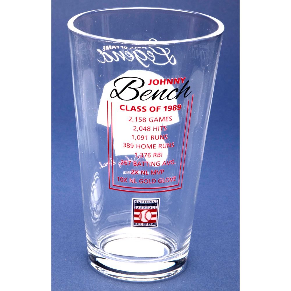 Johnny Bench Baseball Hall of Fame Legend Player Pint Glass