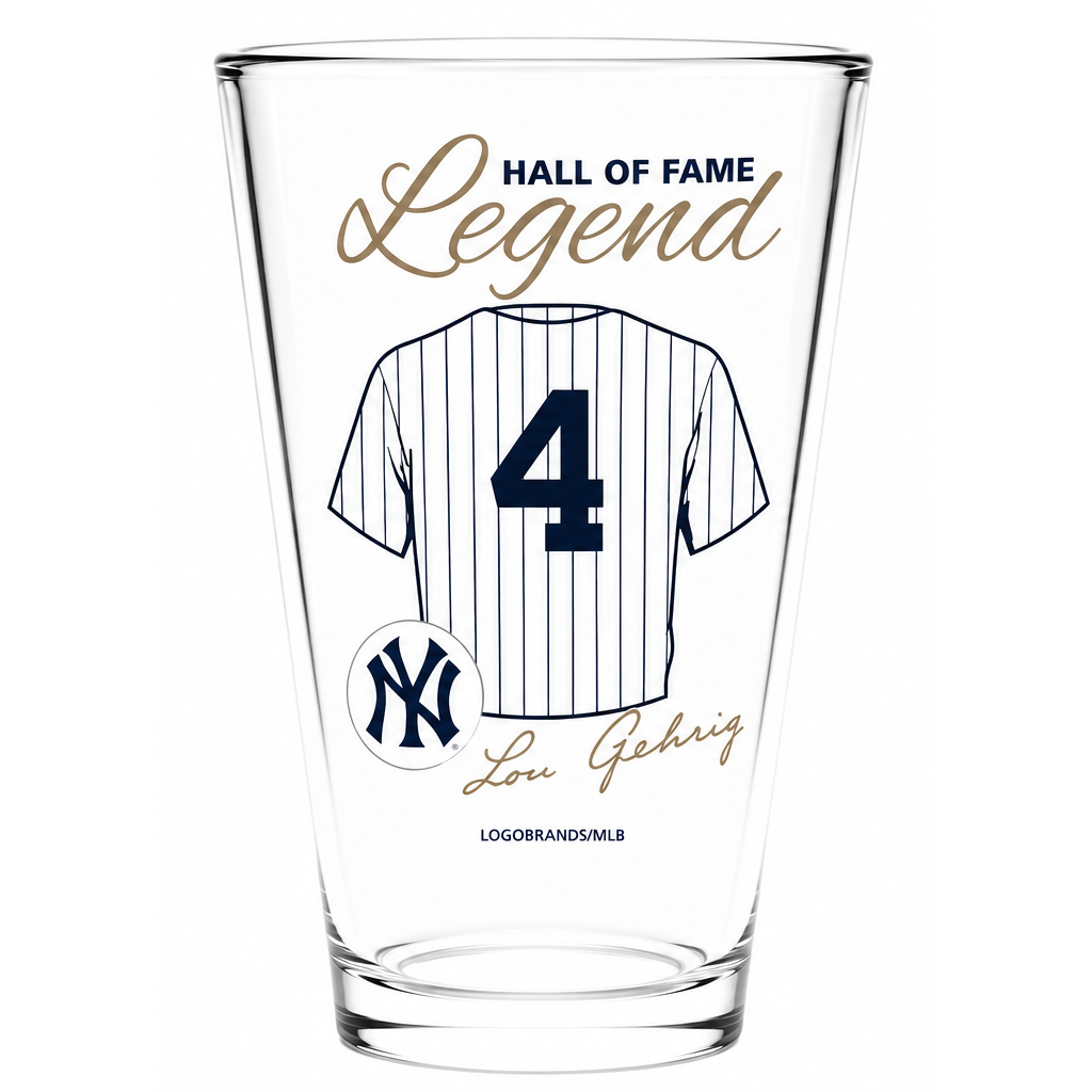 Lou Gehrig Baseball Hall of Fame Legend Player Pint Glass