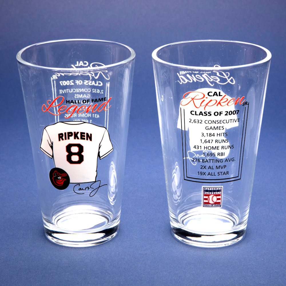 Cal Ripken Jr. Baseball Hall of Fame Legend Player Pint Glass