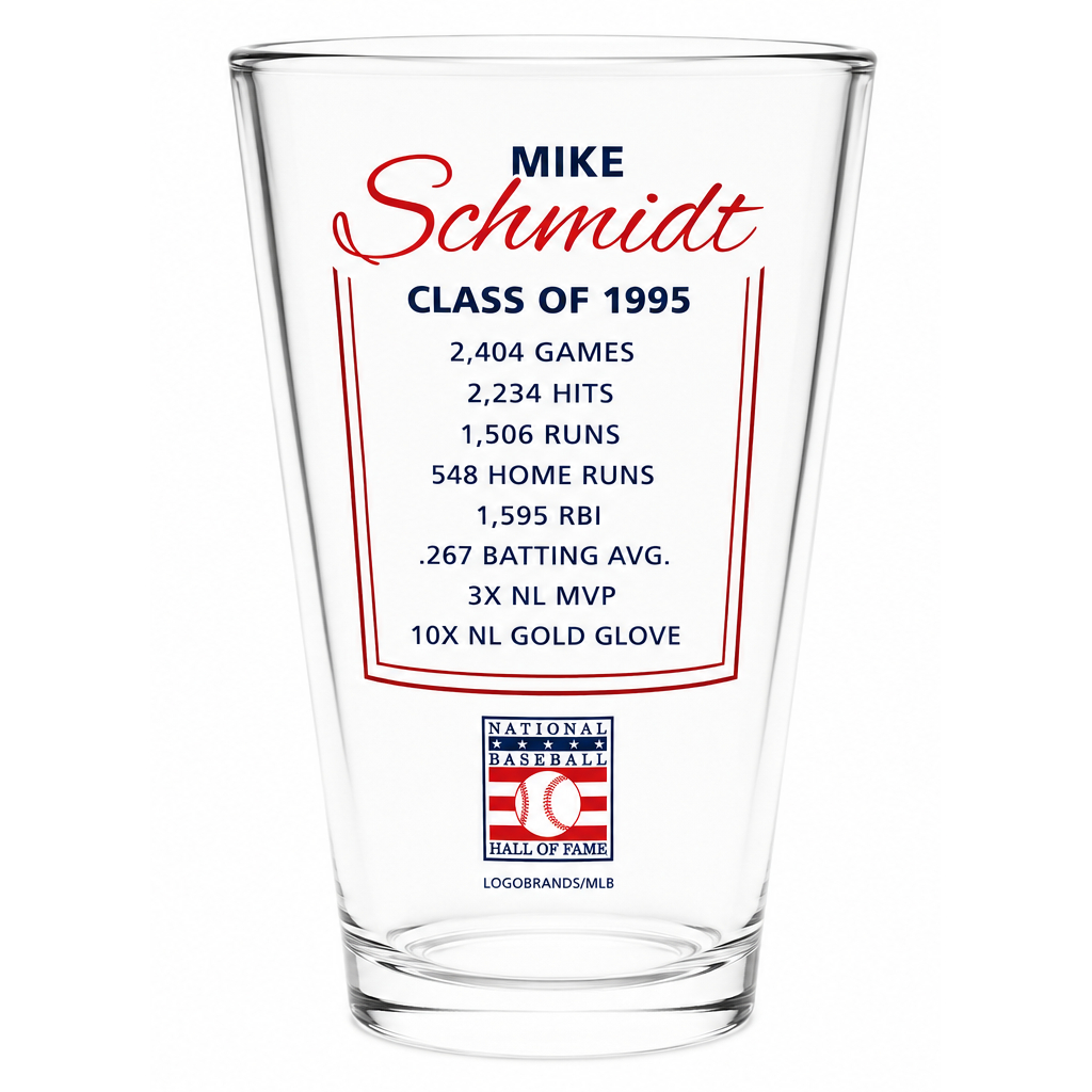 Mike Schmidt Baseball Hall of Fame Legend Player Pint Glass