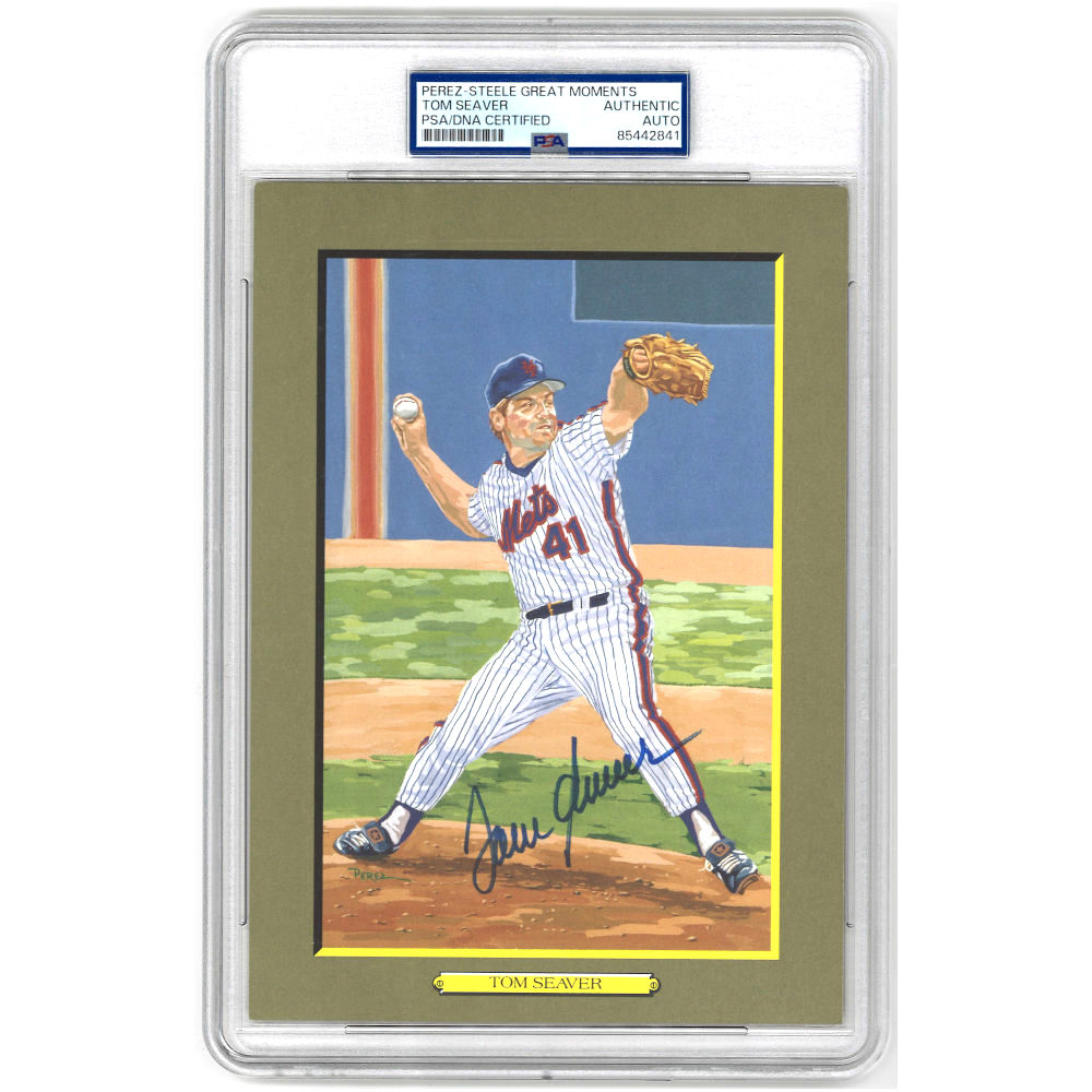 Tom Seaver Autographed Perez-Steele Great Moments Jumbo Postcard # 73 (PSA-41)
