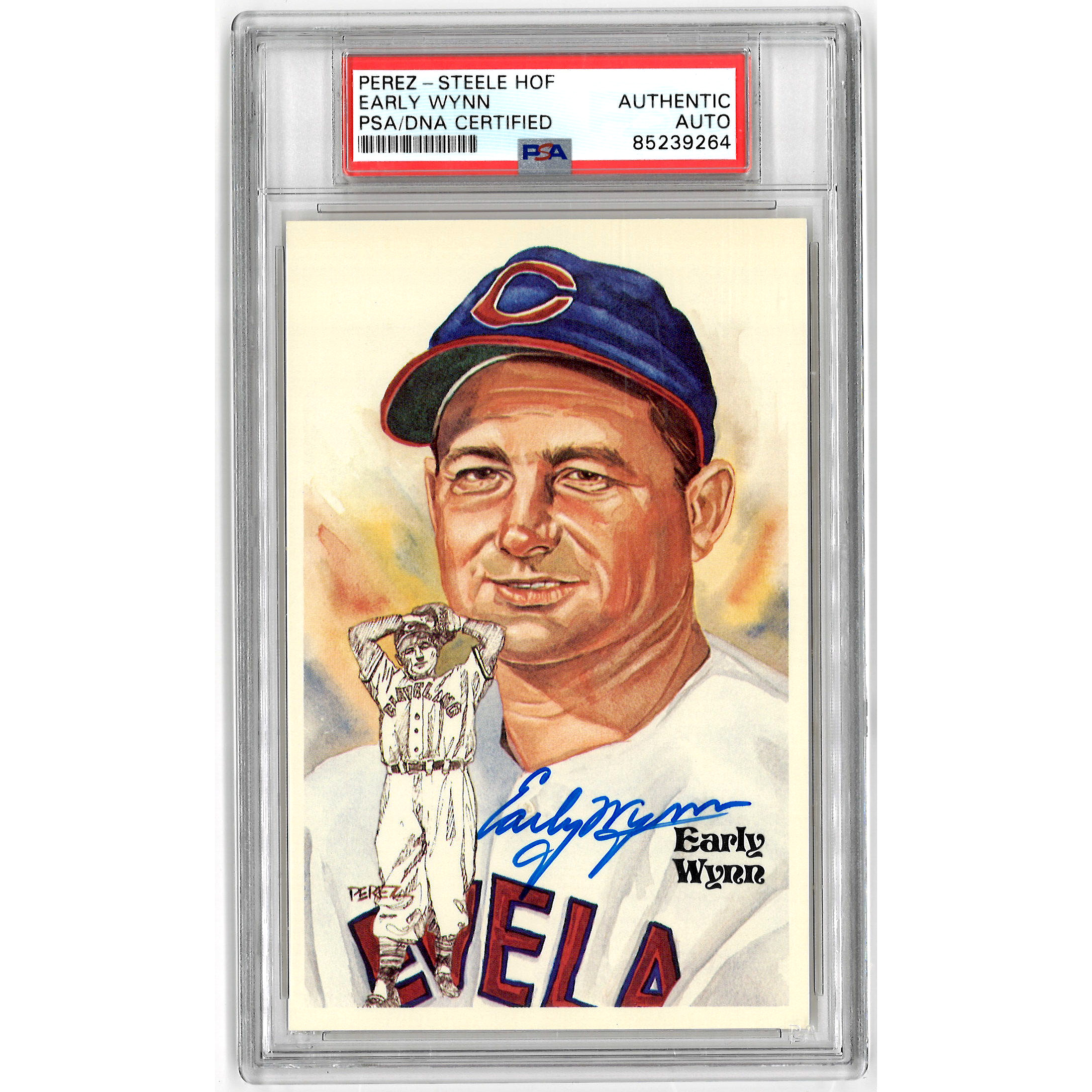 Early Wynn Autographed Perez-Steele HOF Series Postcard # 133 (PSA-64)