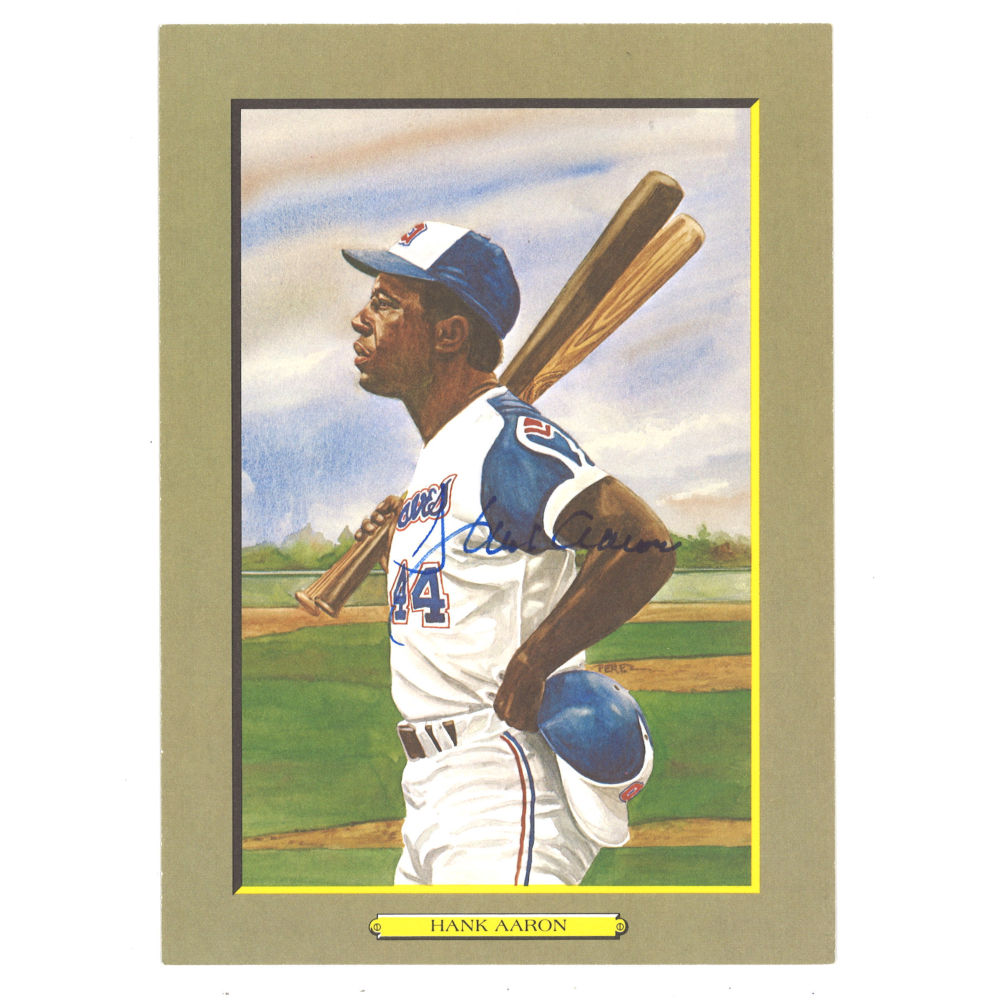 Hank Aaron Autographed Perez-Steele Great Moments Jumbo Postcard # 9 (JSA-94)