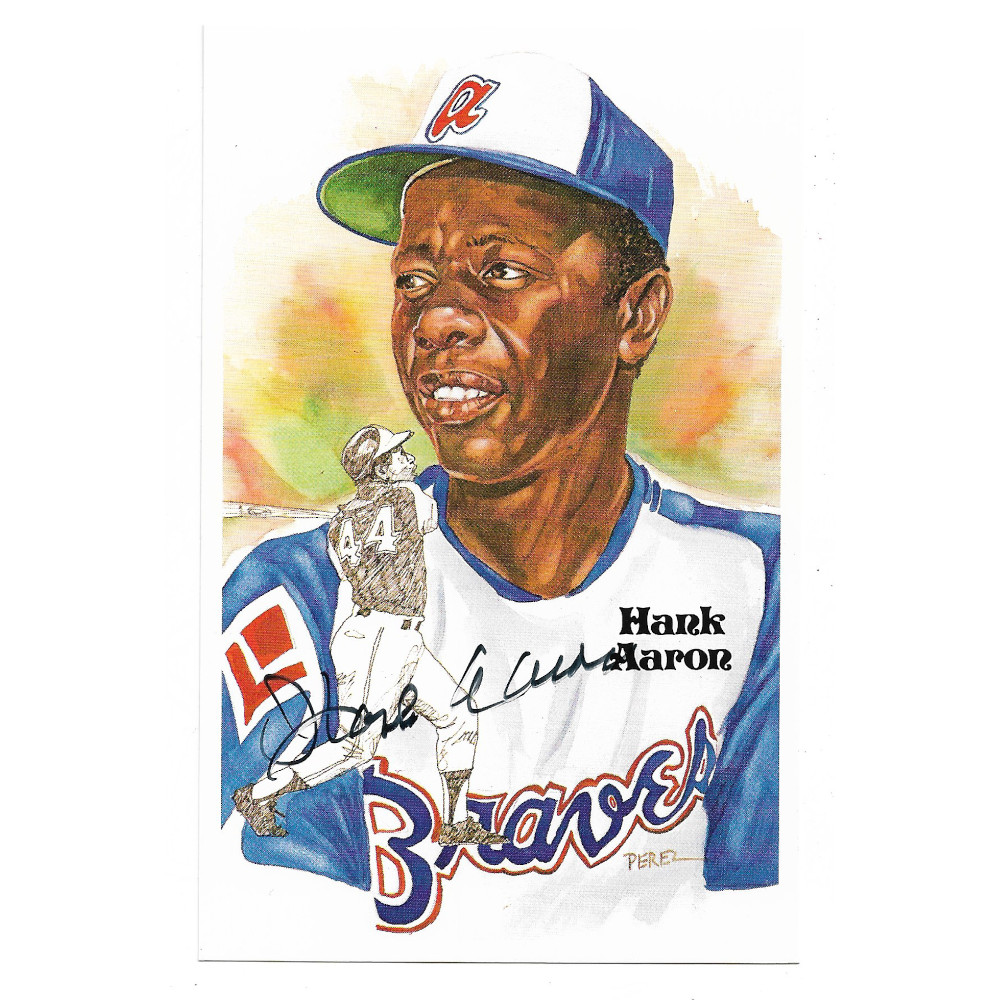 Hank Aaron Autographed Perez-Steele HOF Series Postcard # 177 (JSA-90) Hank Aaron Autographed Perez-Steele HOF Series Postcard # 177 (JSA-90)
