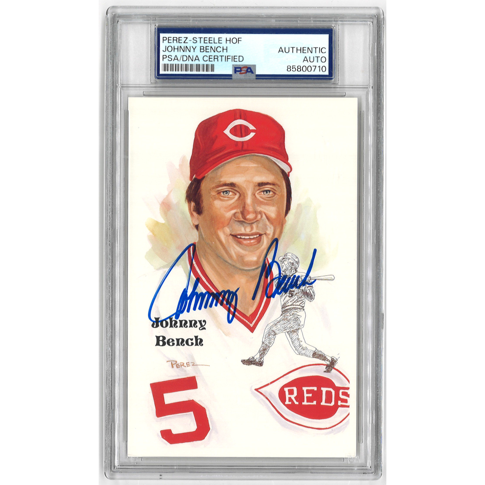 Johnny Bench Autographed Perez-Steele HOF Series Postcard # 202 (PSA-10)