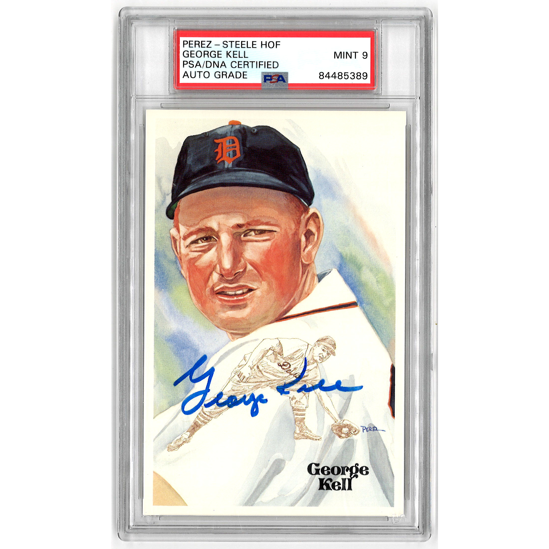 George Kell Autographed Perez-Steele HOF Series Postcard #182 (PSA-89)
