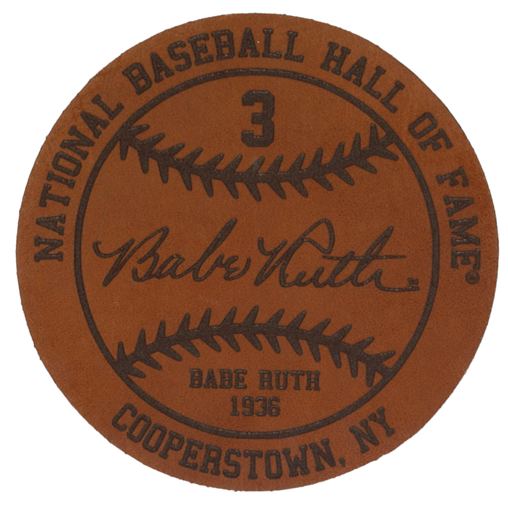 Babe Ruth Baseball Hall of Fame 1936 Inductee Leather Engraved Coaster Babe Ruth Baseball Hall of Fame 1936 Inductee Leather Engraved Coaster