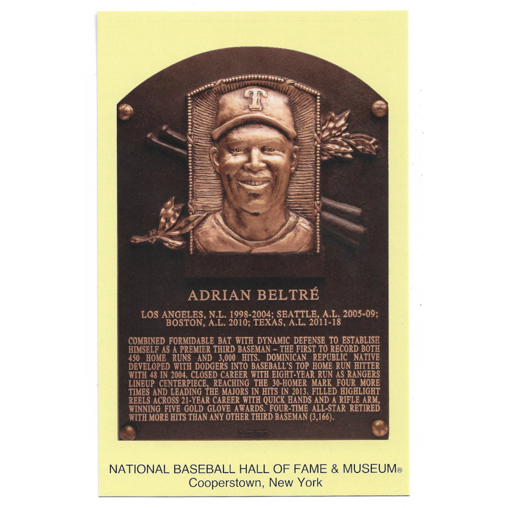 Adrian Beltré Baseball Hall of Fame Plaque Postcard (English) Adrian Beltré Baseball Hall of Fame Plaque Postcard (English)