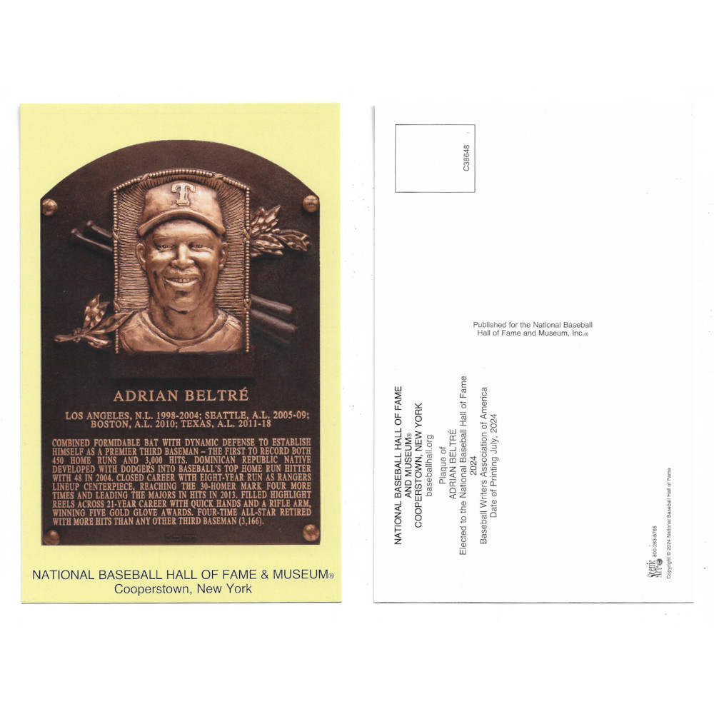 Adrian Beltré Baseball Hall of Fame Plaque Postcard (English) Adrian Beltré Baseball Hall of Fame Plaque Postcard (English)