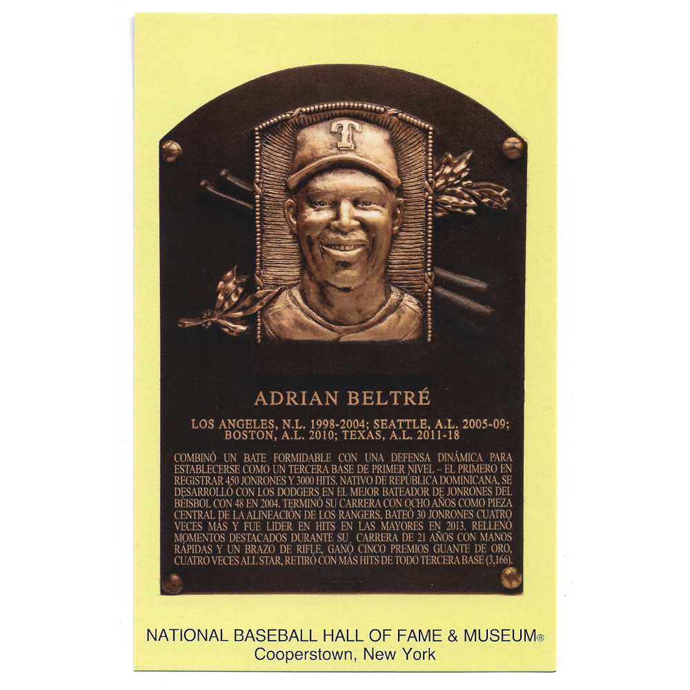 Adrian Beltré Baseball Hall of Fame Plaque Postcard (Spanish)