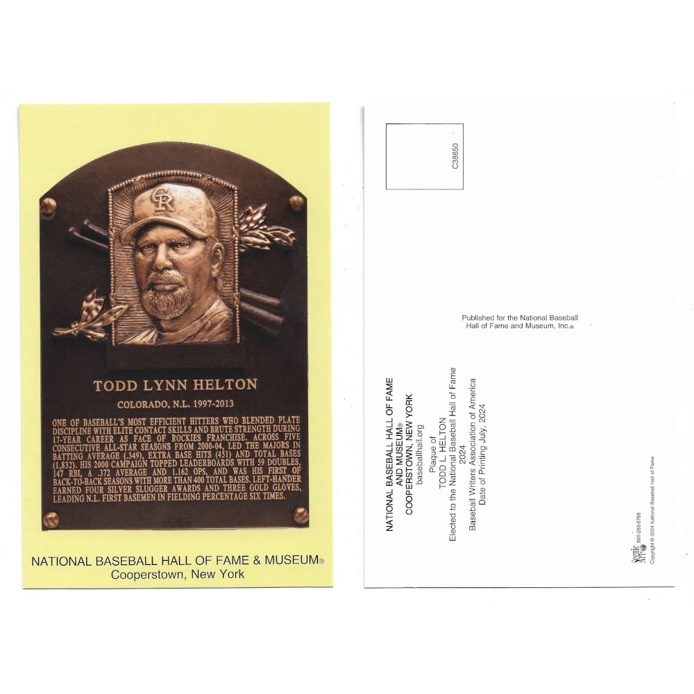 Todd Helton Baseball Hall of Fame Plaque Postcard