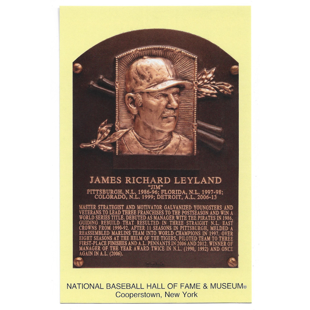Jim Leyland Baseball Hall of Fame Plaque Postcard