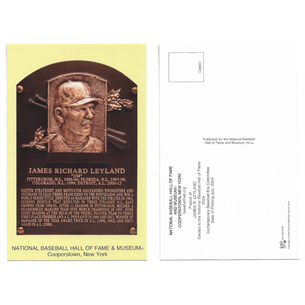 Jim Leyland Baseball Hall of Fame Plaque Postcard