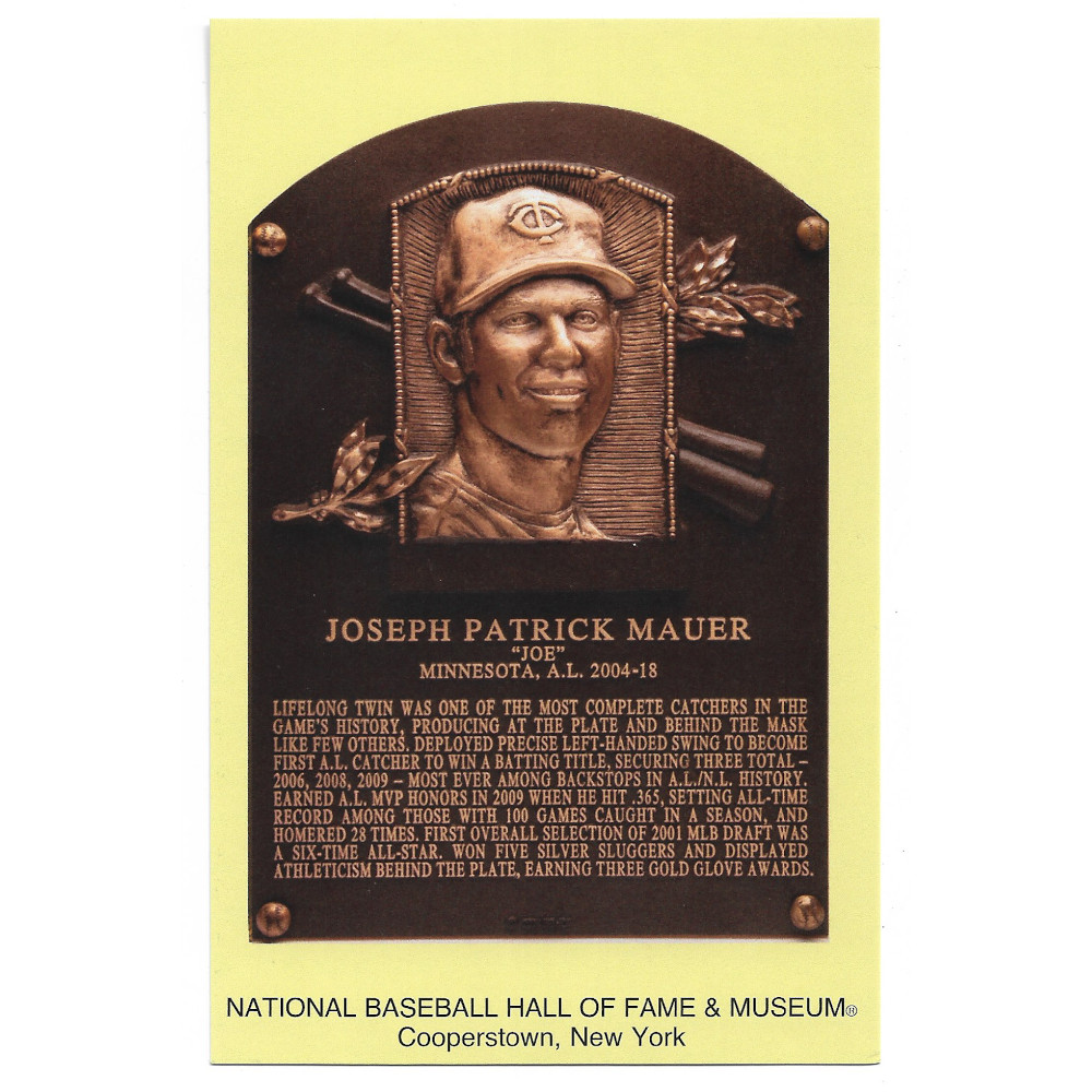 Joe Mauer Baseball Hall of Fame Plaque Postcard