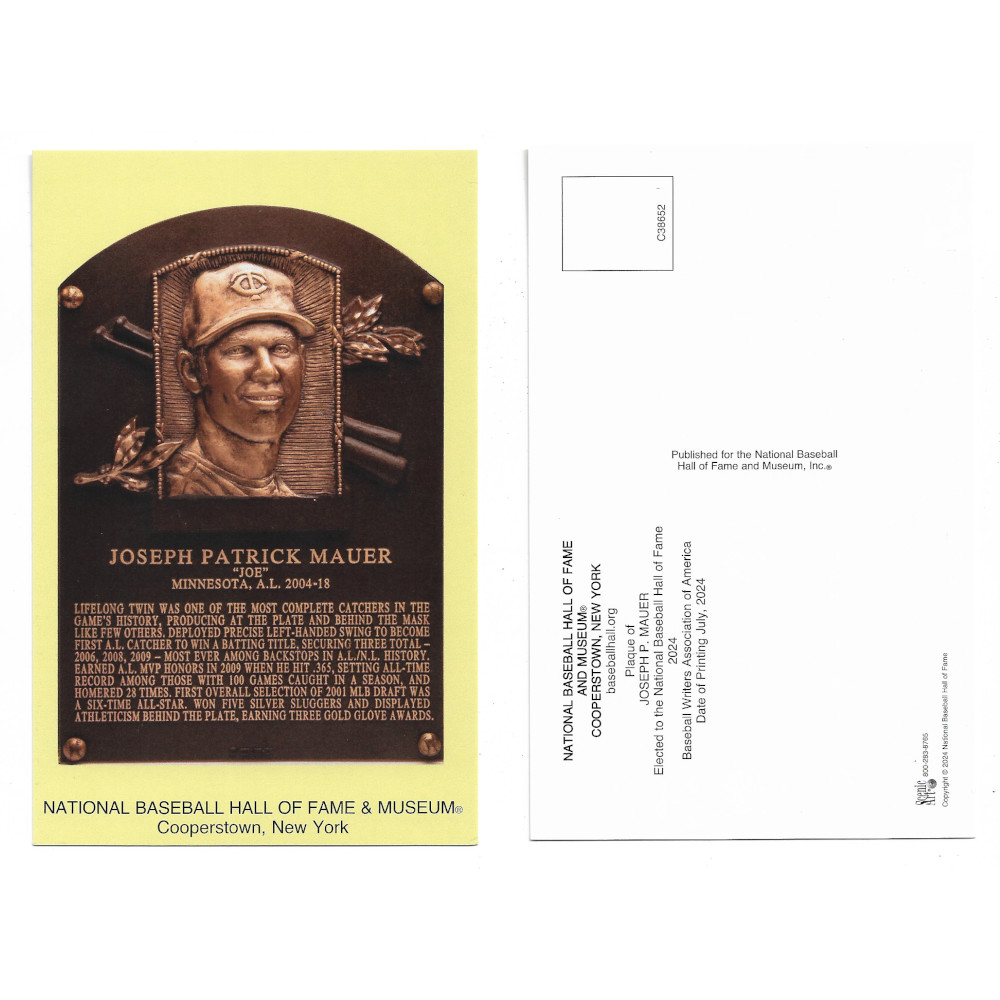Joe Mauer Baseball Hall of Fame Plaque Postcard