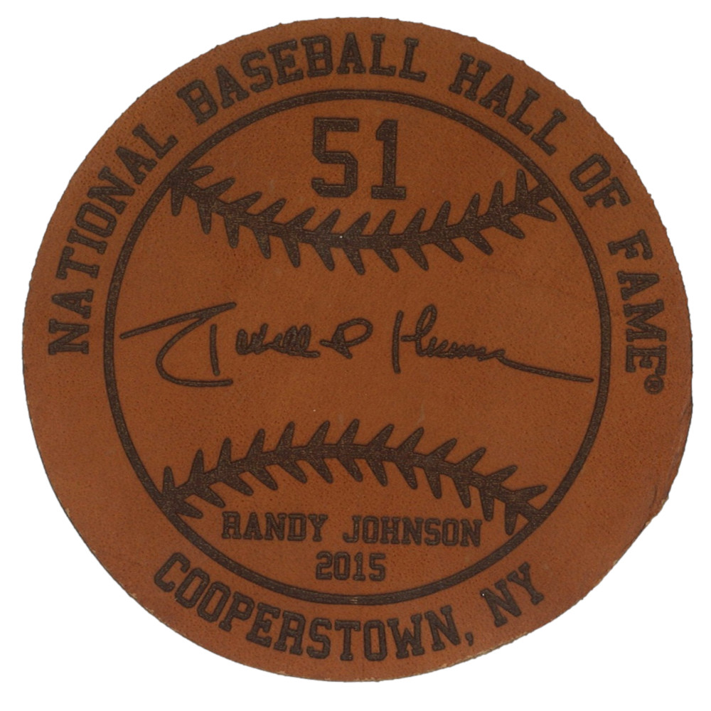 Randy Johnson Baseball Hall of Fame 2015 Inductee Leather Engraved Coaster