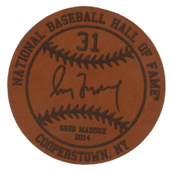 Greg Maddux Baseball Hall of Fame 2014 Inductee Leather Engraved Coaster