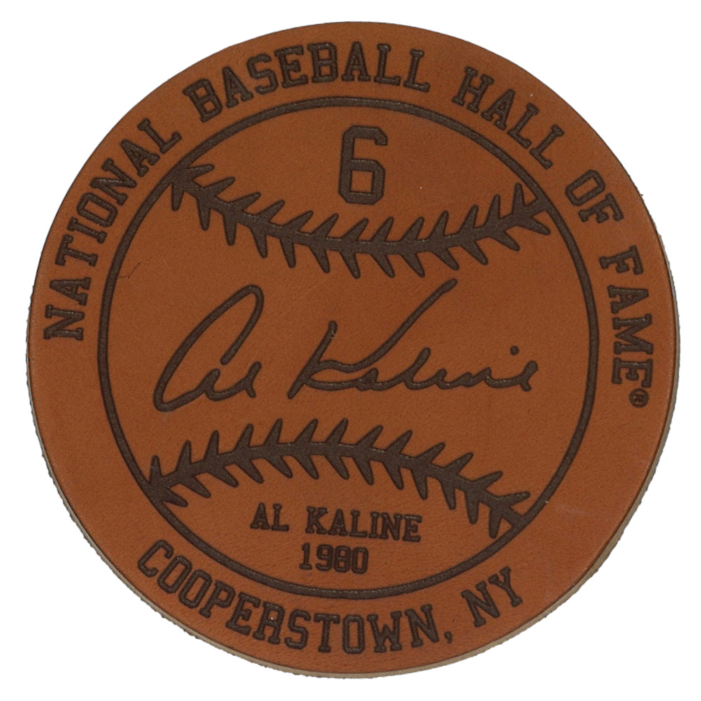 Al Kaline Baseball Hall of Fame 1980 Inductee Leather Engraved Coaster Al Kaline Baseball Hall of Fame 1980 Inductee Leather Engraved Coaster