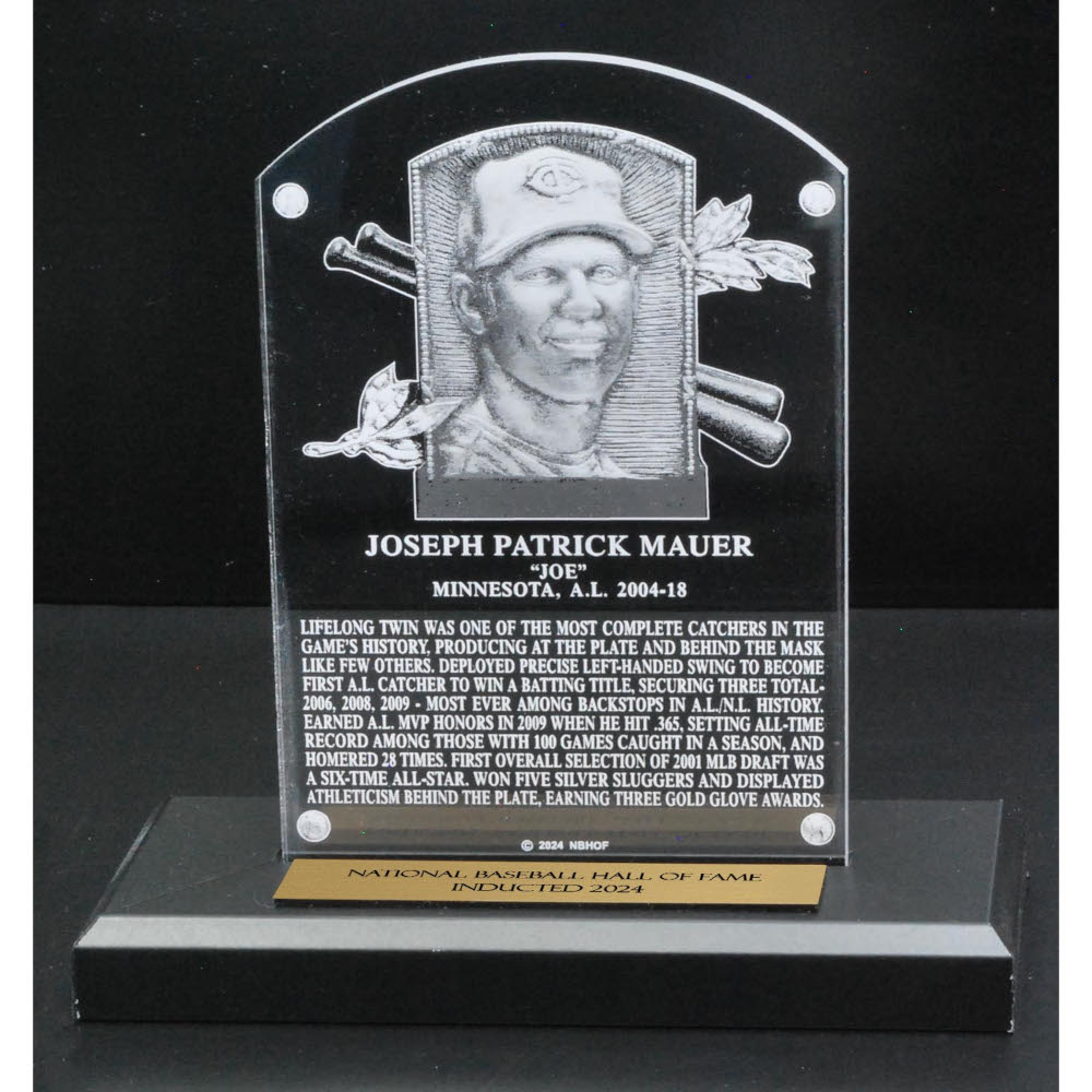 Joe Mauer Acrylic Replica Hall of Fame Plaque