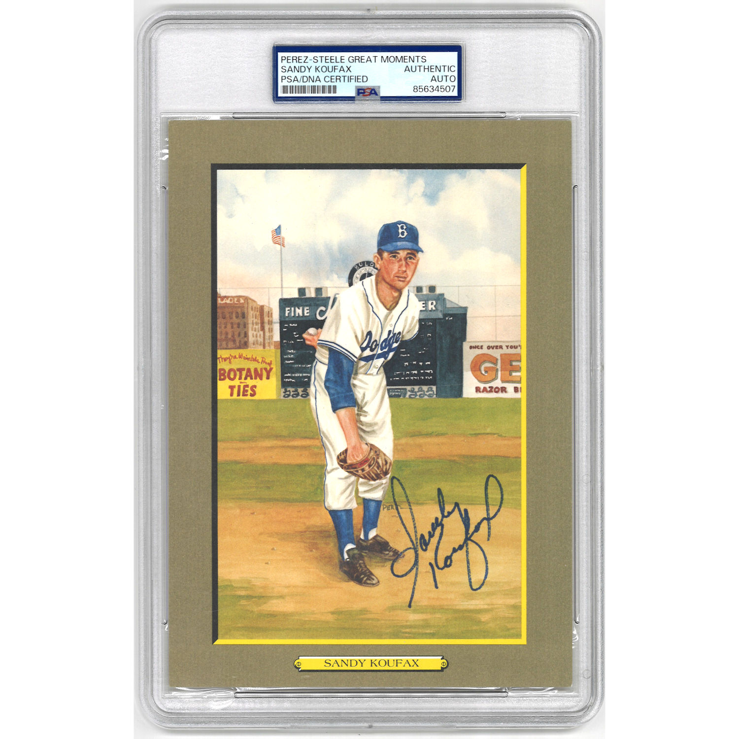 Sandy Koufax Autographed Perez-Steele Great Moments Jumbo Postcard # 16 (PSA-07)