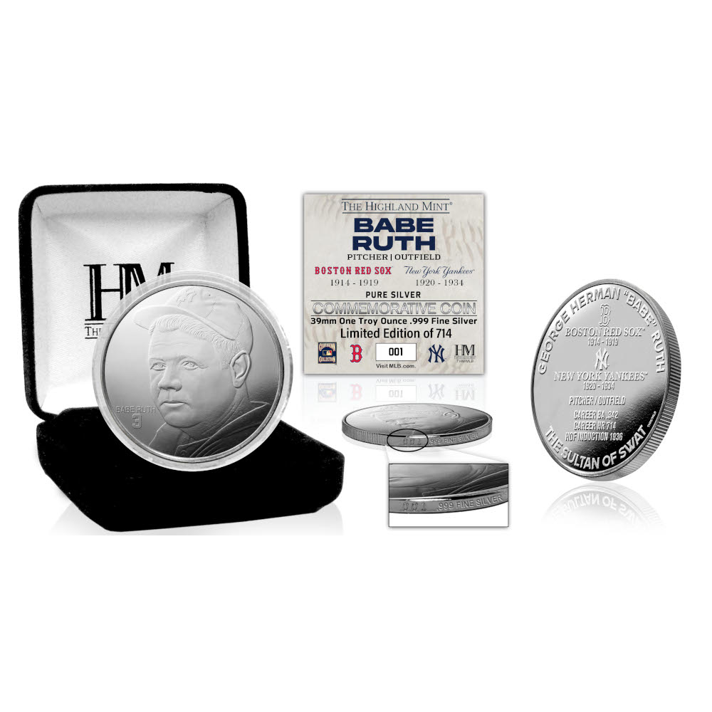 Babe Ruth The Legend .999 fine silver Coin Ltd Ed of 714