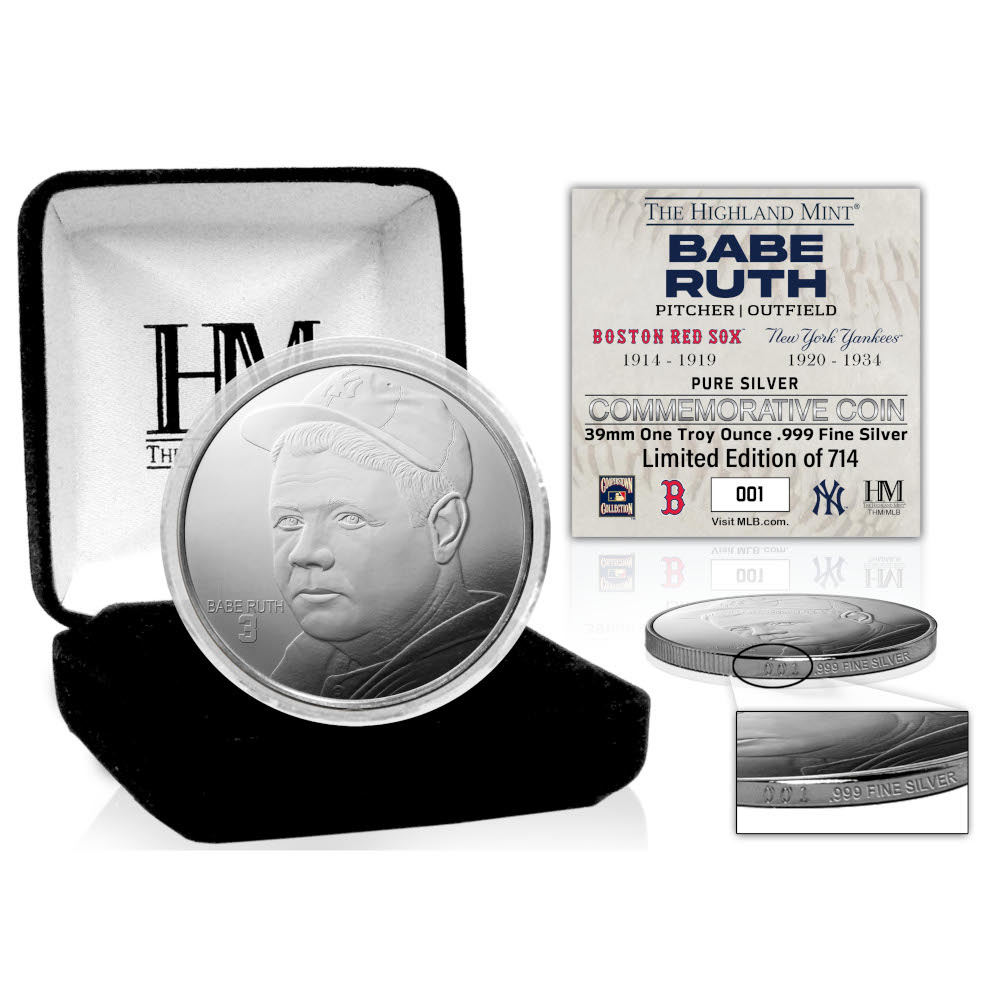 Babe Ruth The Legend .999 fine silver Coin Ltd Ed of 714
