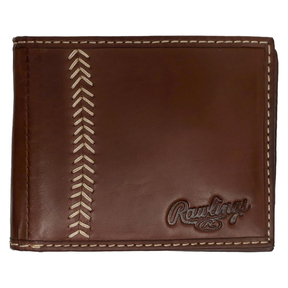 Rawlings Brown Baseball Stitch Bi-Fold Leather Wallet Rawlings Brown Baseball Stitch Bi-Fold Leather Wallet