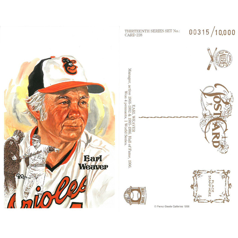 Perez-Steele Earl Weaver Limited Edition Postcard # 228 - Lot of 50