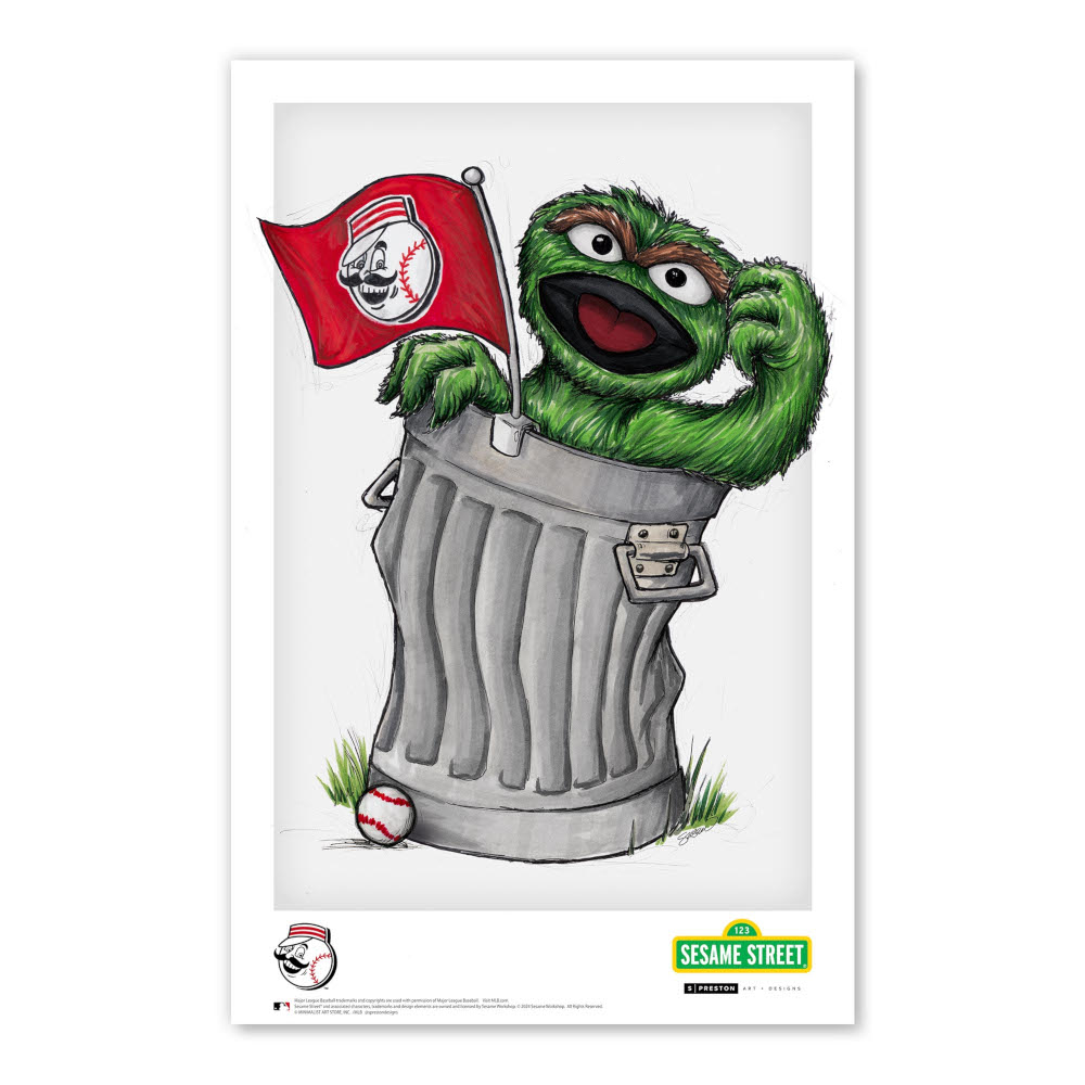 Cincinnati Reds Oscar Minimalist Sesame Street Collection 11 x 17 Fine Art Print by artist S. Preston