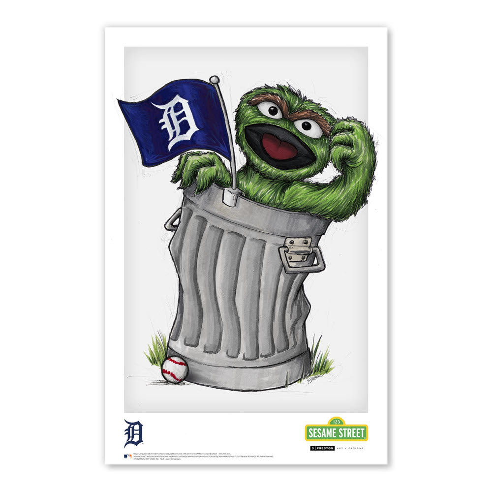 Detroit Tigers Oscar Minimalist Sesame Street Collection 11 x 17 Fine Art Print by artist S. Preston