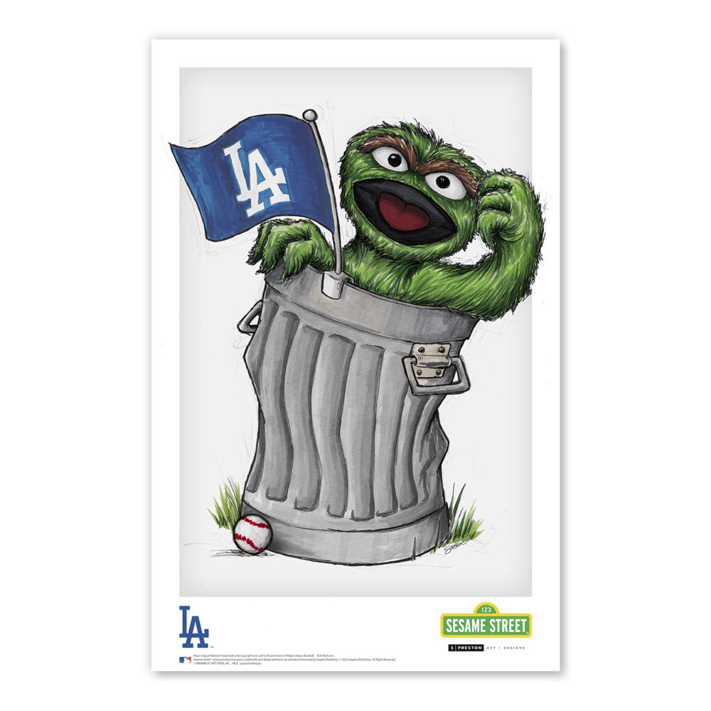 Los Angeles Dodgers Oscar Minimalist Sesame Street Collection 11 x 17 Fine Art Print by artist S. Preston