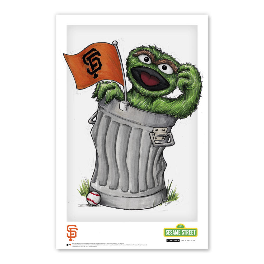 San Francsico Giants Oscar Minimalist Sesame Street Collection 11 x 17 Fine Art Print by artist S. Preston