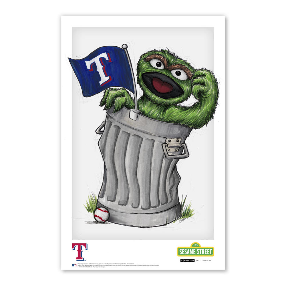 Texas Rangers Oscar Minimalist Sesame Street Collection 11 x 17 Fine Art Print by artist S. Preston