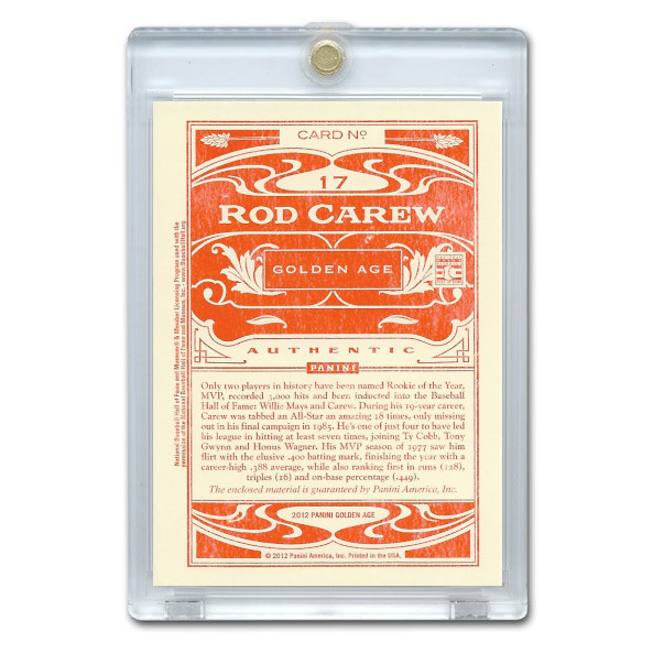 Rod Carew 2012 Panini Golden Age Museum Age Relic # 17