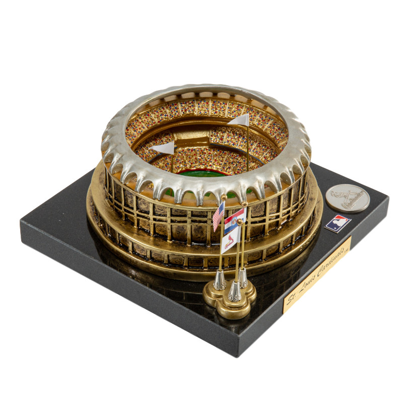 Original Busch Stadium Westbrook Sports Classics Cast Bronze Replica with Marble Base and Acrylic Display Case
