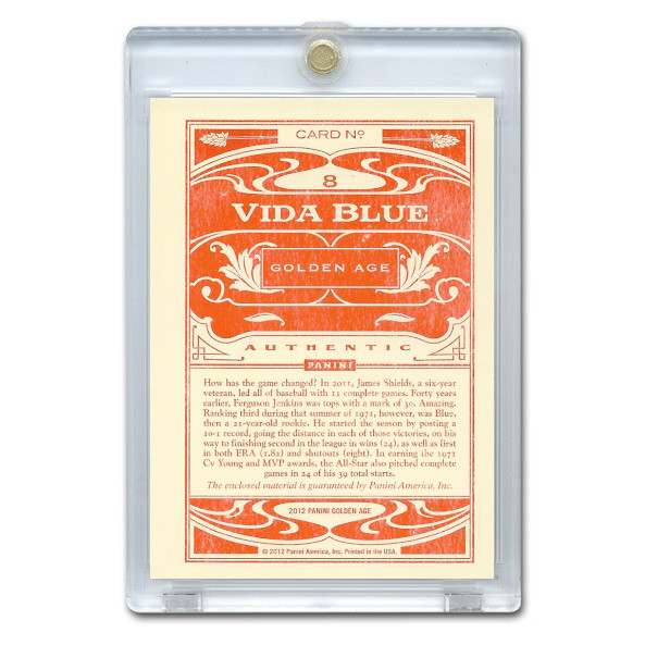Vida Blue 2012 Panini Golden Age Museum Age Relic # 8