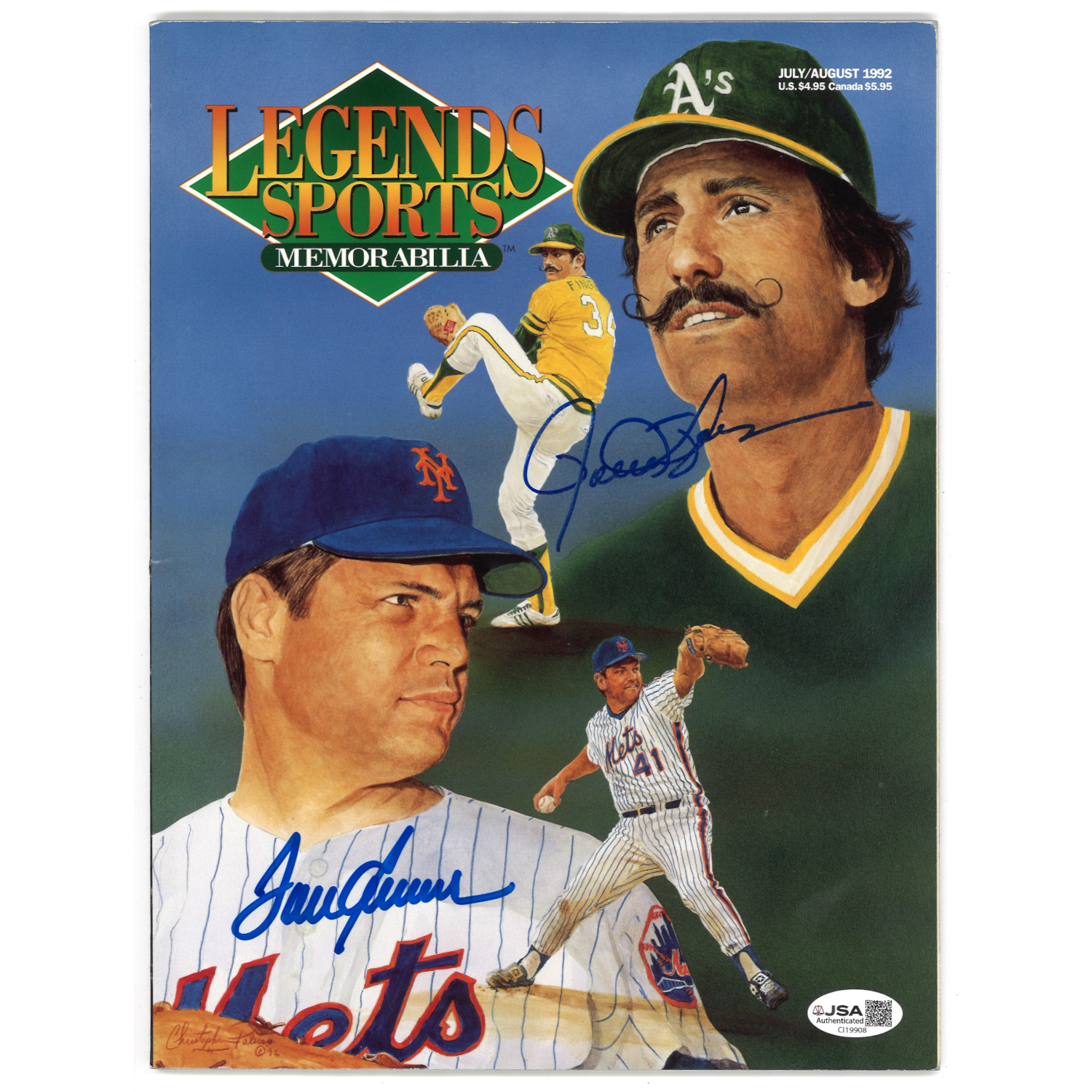 Tom Seaver and Rollie Fingers Autographed 1990 Legends Magazine (JSA-08)