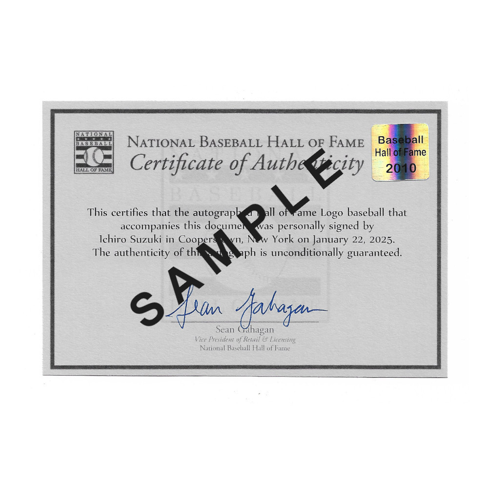 Ichiro Suzuki Autographed Hall of Fame Logo Baseball with HOF Case (HOF)