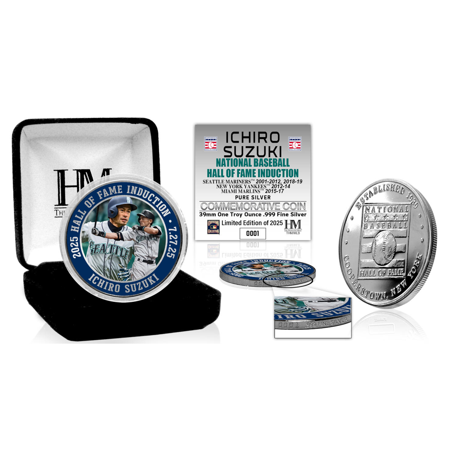 Ichiro Suzuki 2025 Hall of Fame Induction 1oz .999 Fine Silver Coin Ltd Ed of 2,025