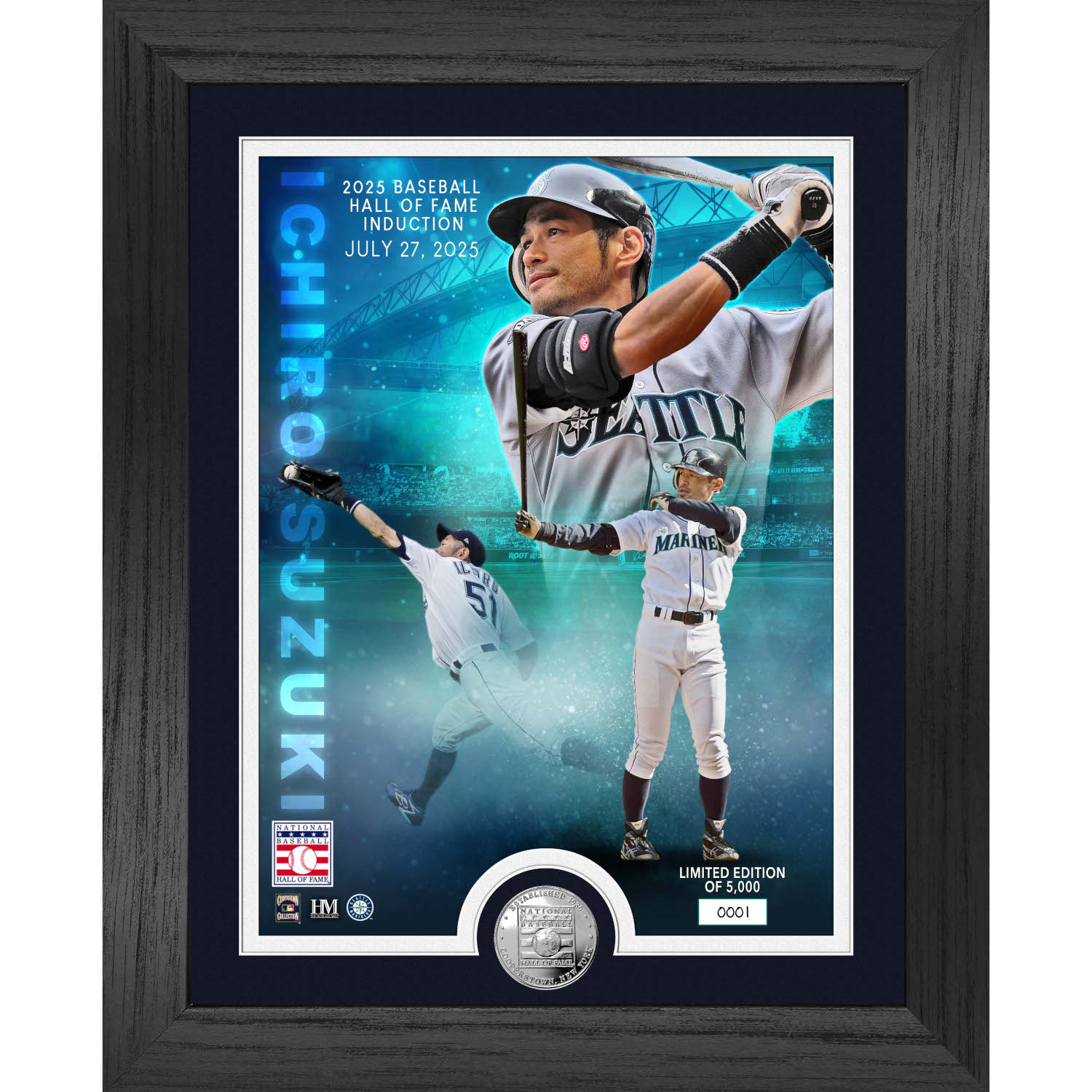 Ichiro Suzuki Class of 2025 Hall of Fame Induction Silver Coin 13 x 16 Legends Photo Mint