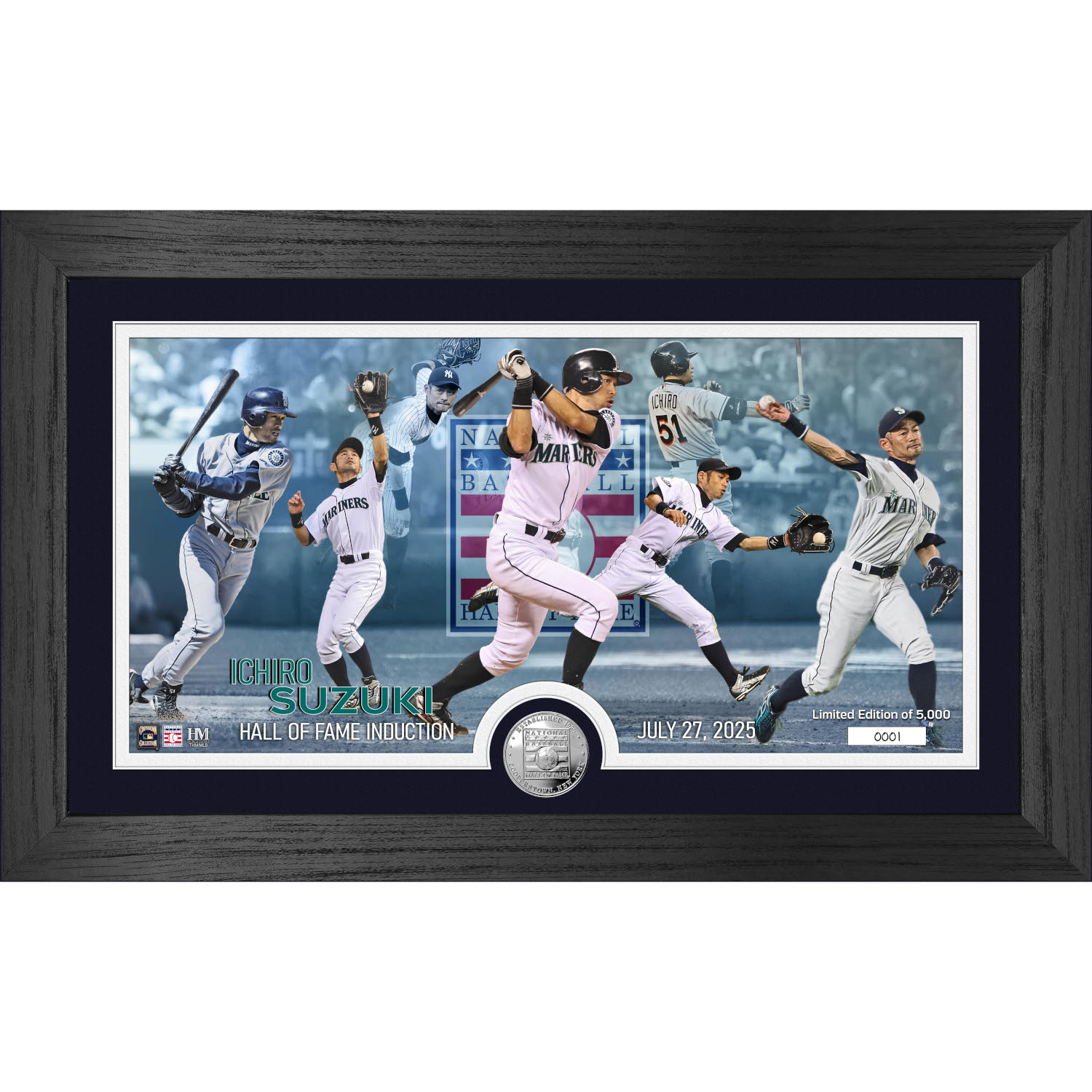 Ichiro Suzuki Class of 2025 Hall of Fame Induction Silver Coin 12 x 20 Panoramic Photo Mint
