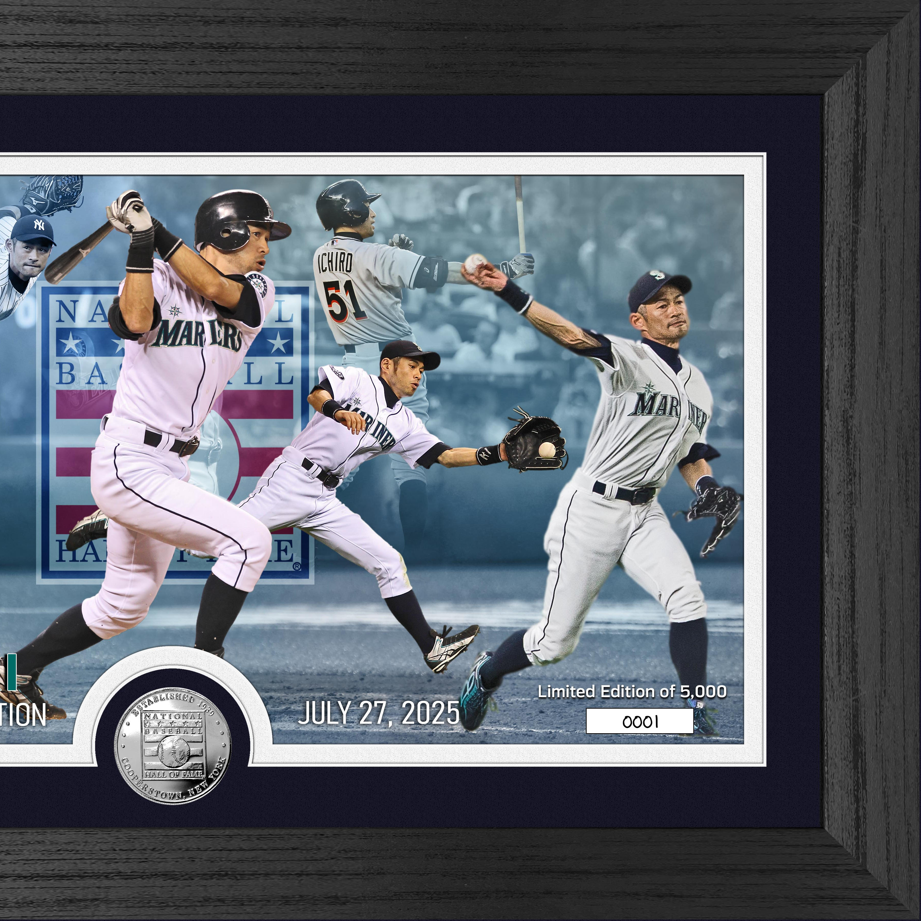 Ichiro Suzuki Class of 2025 Hall of Fame Induction Silver Coin 12 x 20 Panoramic Photo Mint