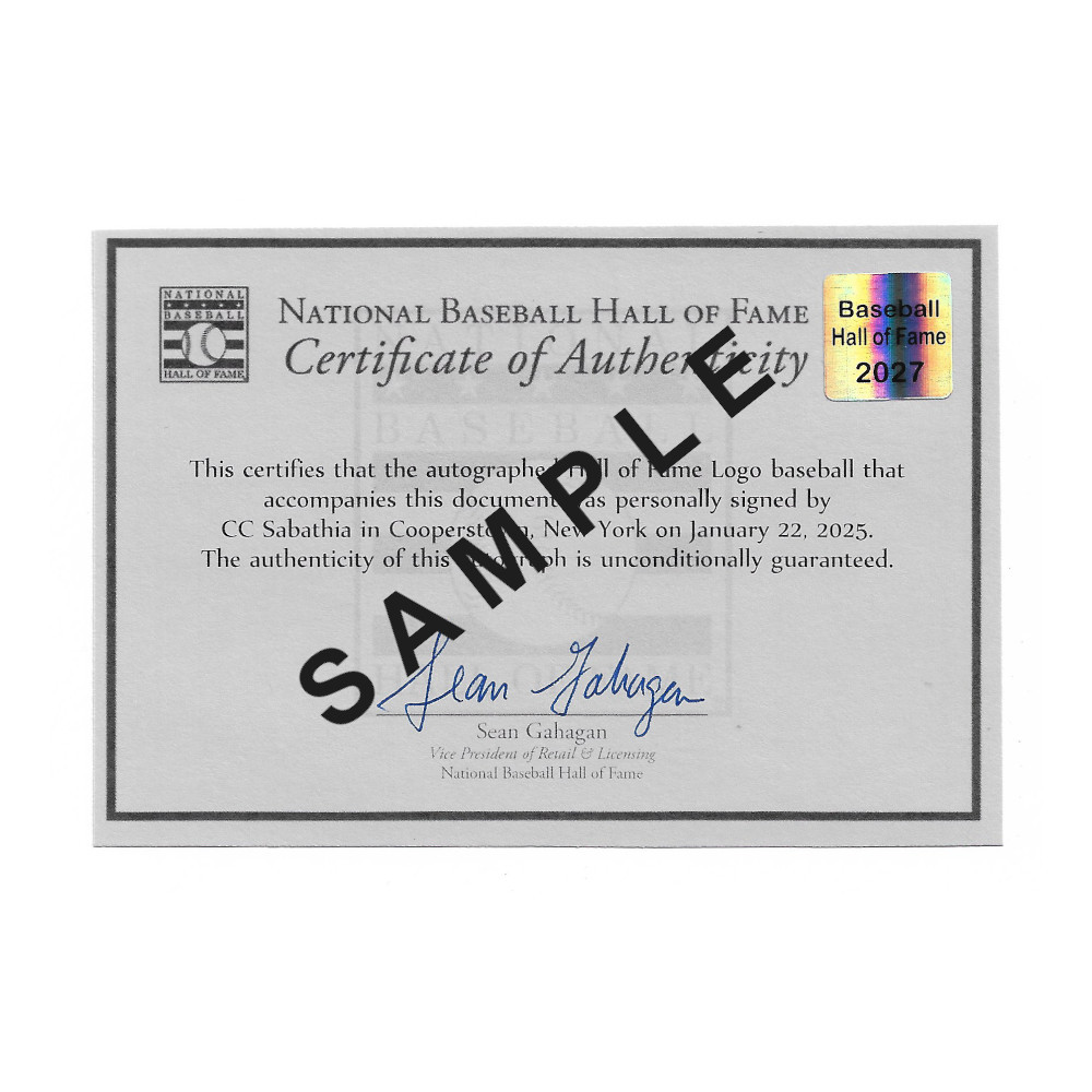 CC Sabathia Autographed Hall of Fame Logo Baseball with HOF Case (HOF)