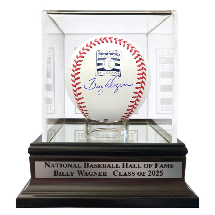 Billy Wagner Autographed Hall of Fame Logo Baseball with HOF Case (HOF) Billy Wagner Autographed Hall of Fame Logo Baseball with HOF Case (HOF)