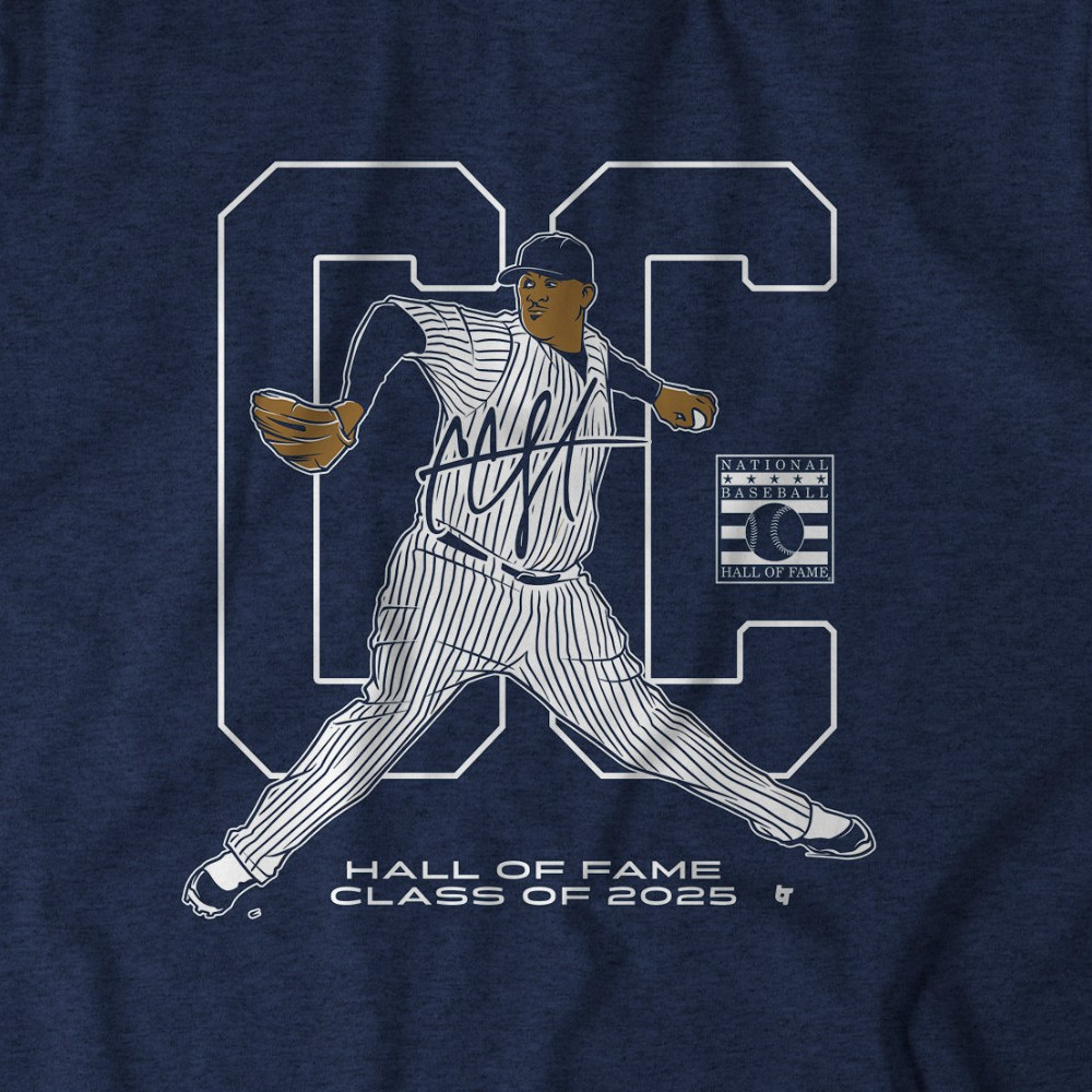 CC Sabathia Hall of Fame Inductee Class of 2025 Navy T-Shirt